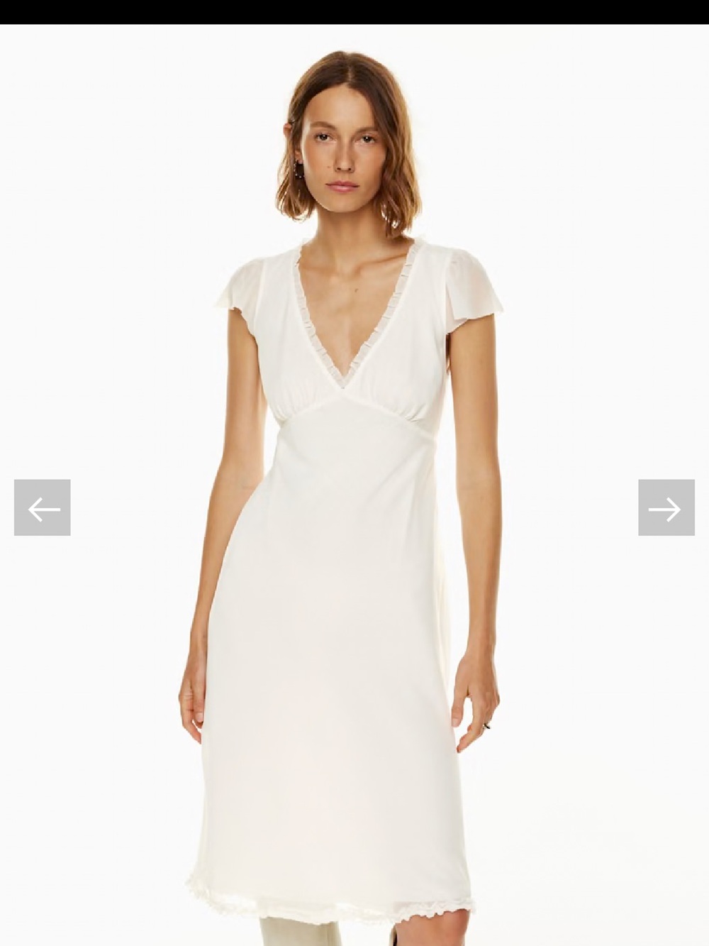 Wilfred Camelot Ivory V-Neck Cap-sleeve chiffon midi dress
